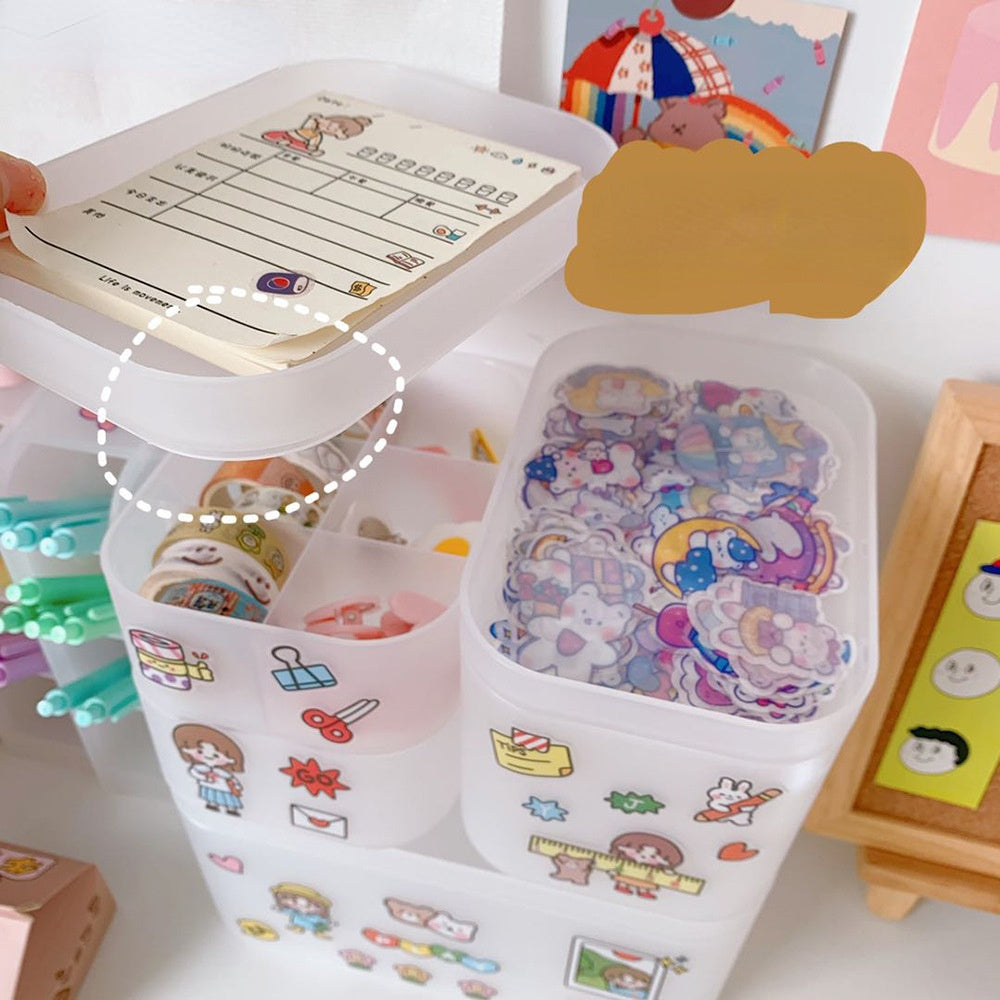 Korean Style Ins Style Desktop Net Red Cosmetic Storage Box Frosted Transparent Student Dormitory Rack Finishing Box Female eprolo