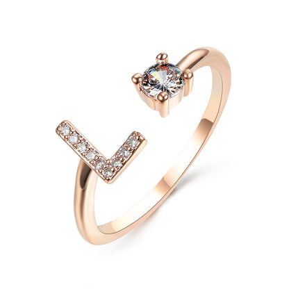 New Design Adjustable 26 Initial Letter Ring Fashion Jewelry For Women Simple Elegant Jewelry El Pazar