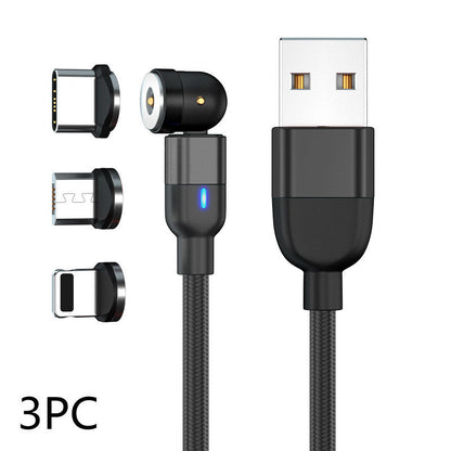 Data Cable 540 Degree Blind Suction Round Magnetic Charging Cable Three-in-one Bent Magnetic Cable El Pazar