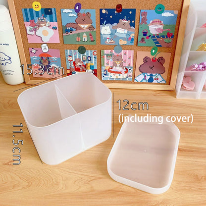 Korean Style Ins Style Desktop Net Red Cosmetic Storage Box Frosted Transparent Student Dormitory Rack Finishing Box Female eprolo