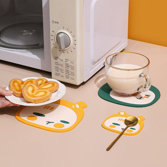 Heat-Resistant Insulation Pad Household Coaster Bowl Pad Kitchen Silicone Anti-Scalding Student Placemat Waterproof And Oil-Proof Tea Cup Table Mat eprolo