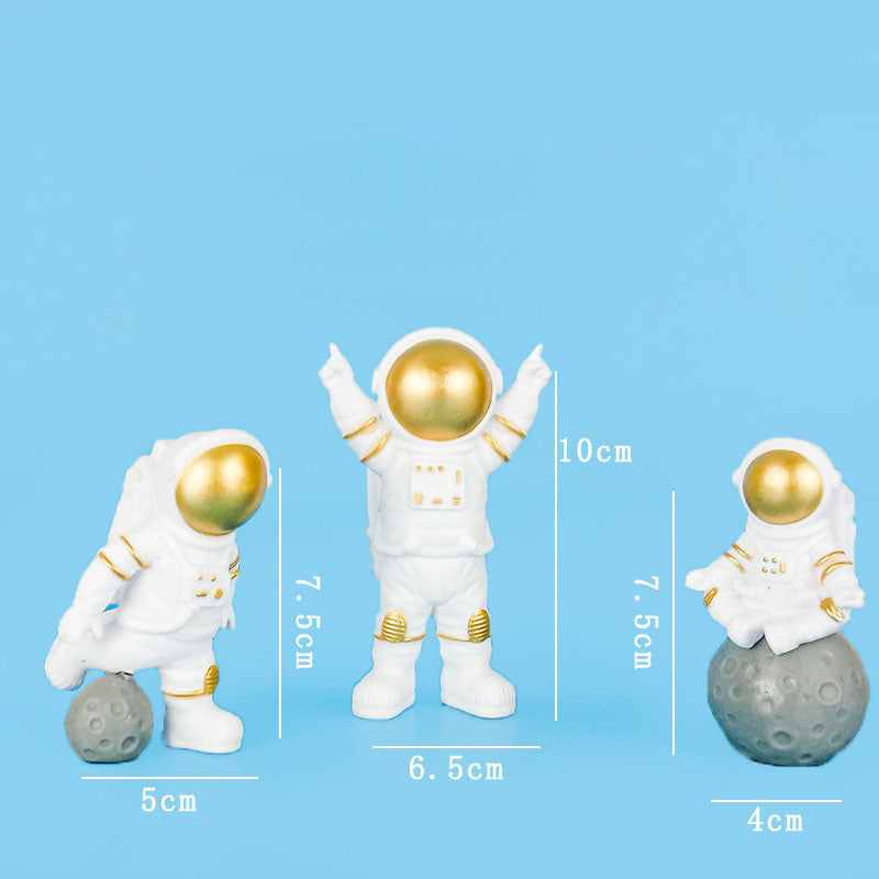 Astronaut Cake Decoration Ornaments Rocket Toy Plug-In Birthday Baking Astronaut Doll Card Set eprolo