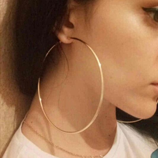 Personality Super Big Circles Hoop Earrings For Women Fashion Gold Silver Color Jewelry Trendy Retro Big Round Circle Earrings eprolo