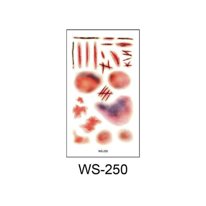 Waterproof Halloween horror wound scar face disposable temporary tattoo scar tattoo sticker eprolo