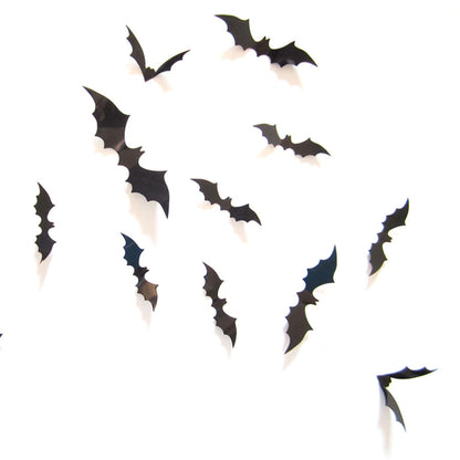 12pcs Halloween Decoration Black 3D DIY PVC Bat Wall Sticker Decal Home Halloween Decoration eprolo