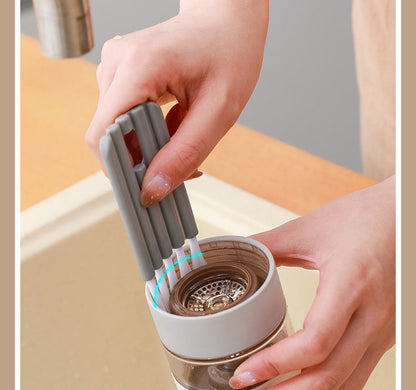 Multifunctional Cup Cover Brush Silk Seam Decontamination Nylon Brush Can Be Bent To Wash Cups New Household Groove Gap Cleaning Brush eprolo