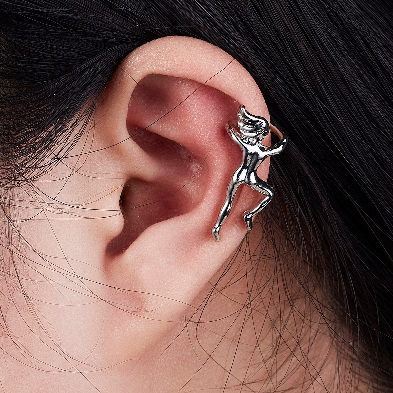 1PC Gold Color Silver Color Figure Shaped Earrings Ear Clip Climbing Climber Ear Cuff Non Pierced Ear Clip Cartilage Earrings eprolo