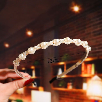 Bride's Hair Accessories Women's Handwoven Knotty Pearl Headband Japanese Korean Headdress Bow Hair Clip Crown Headband eprolo