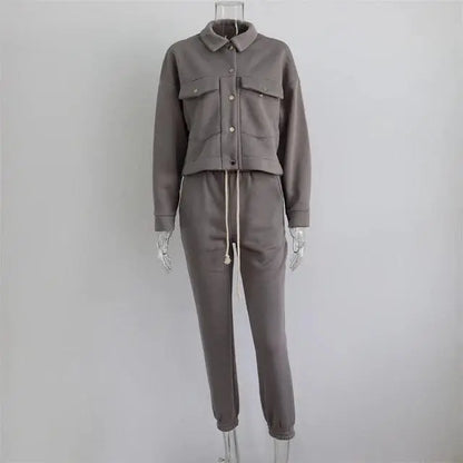 Fashion Baseball 2 Piece Set Tracksuits Baseball Uniform Sports Suit Sweatsuits Women Set Sportswear Korean Chandals Para Mujer, Button Closure Long-Sleeve Jacket and Drawstring Closure Closure Pants El Pazar