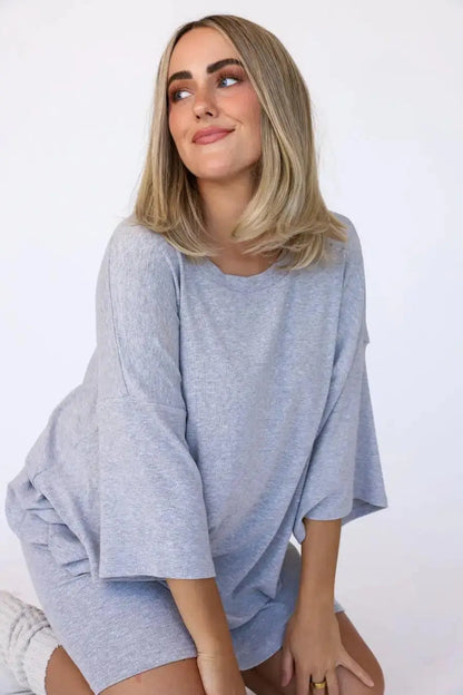 Women Summer 2-Piece Set, T-Shirt and Shorts, Slack Short Sleeve Long T-Shirt Top, Tight Shorts El Pazar
