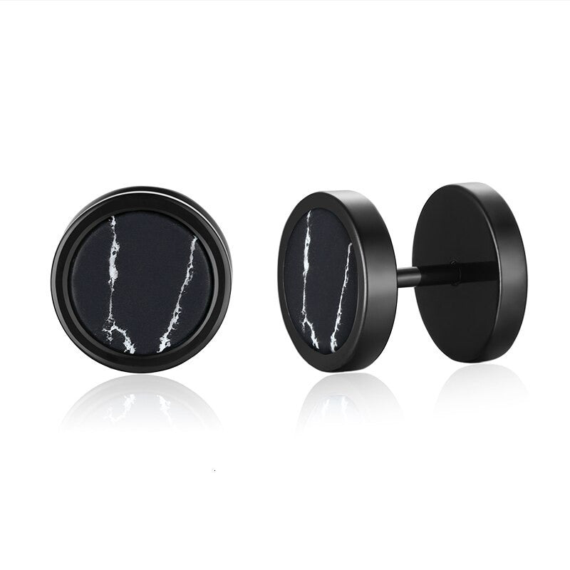 Titanium Steel Black Turquoise White Fashion Stud Earrings El Pazar
