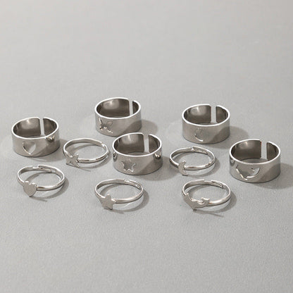 Butterfly Ring Set Creative Hollow Ins Personality Punk Style Couple Ring Pair Ring El Pazar