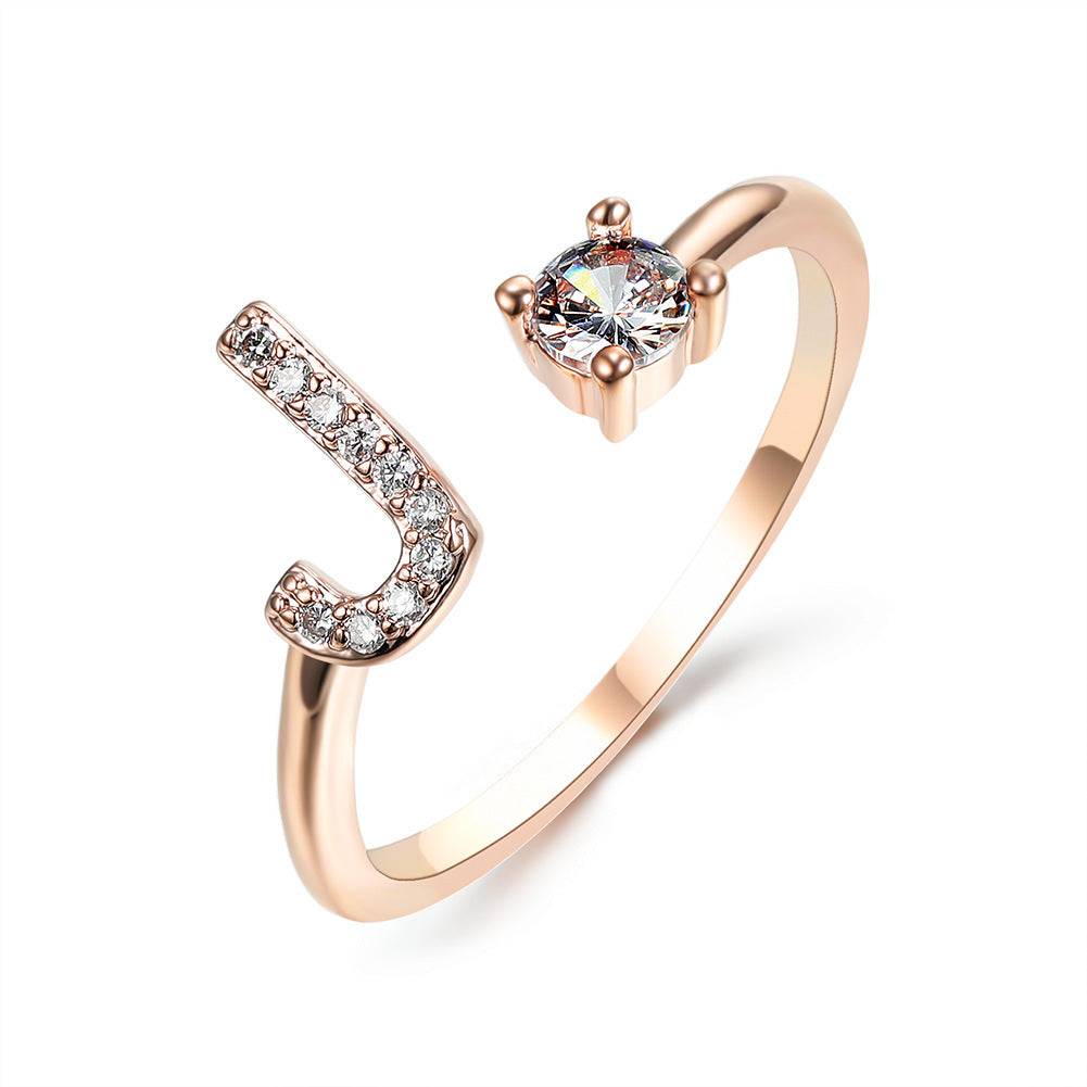New Design Adjustable 26 Initial Letter Ring Fashion Jewelry For Women Simple Elegant Jewelry El Pazar