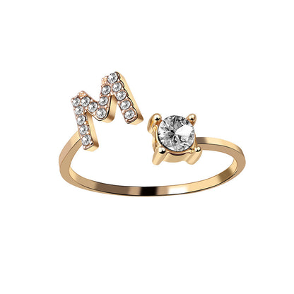New Design Adjustable 26 Initial Letter Ring Fashion Jewelry For Women Simple Elegant Jewelry El Pazar
