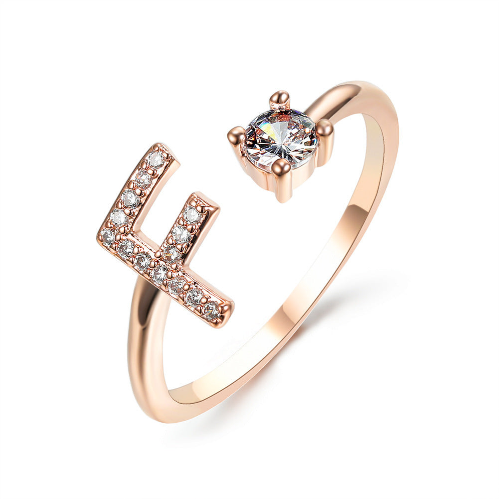 New Design Adjustable 26 Initial Letter Ring Fashion Jewelry For Women Simple Elegant Jewelry El Pazar