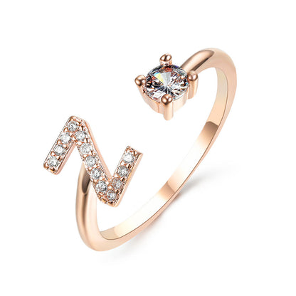 New Design Adjustable 26 Initial Letter Ring Fashion Jewelry For Women Simple Elegant Jewelry El Pazar