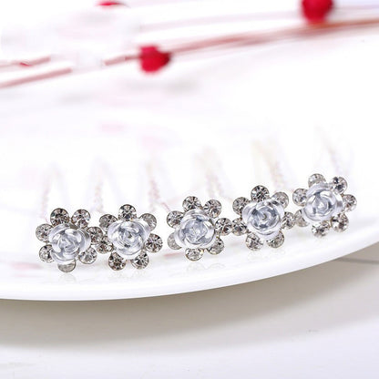 Alloy Rhinestone Tuck Comb Rose Diamond Hair Comb Stylish Hair Accessories Accessories El Pazar