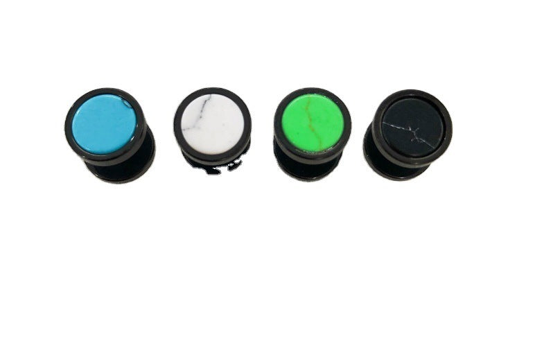 Titanium Steel Black Turquoise White Fashion Stud Earrings El Pazar