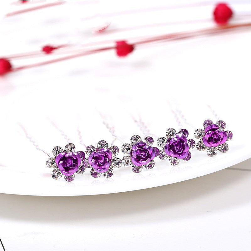 Alloy Rhinestone Tuck Comb Rose Diamond Hair Comb Stylish Hair Accessories Accessories El Pazar