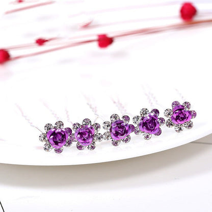 Alloy Rhinestone Tuck Comb Rose Diamond Hair Comb Stylish Hair Accessories Accessories El Pazar