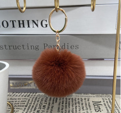20 Colors Fluffy Fur Pom Pom Keychain Soft Faux Fur-like Ball Car Keyring Key Holder Women Bag Pendant Jewelry El Pazar